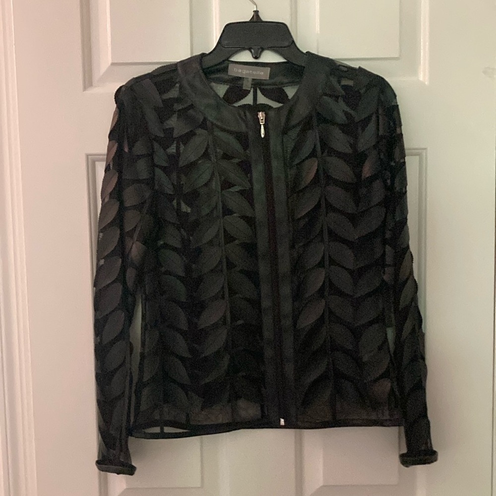 Bagatelle Black Blazer with Intricate Pattern